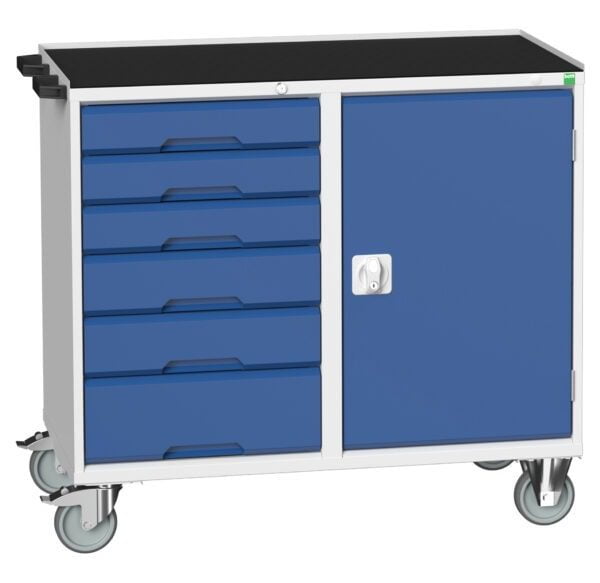Mobile Maintenance Trolley with 6 Drawers, Cupboard And Top Tray