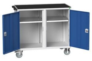 Verso Mobile Maintenance Trolley with 2 Cupboards And Top Tray