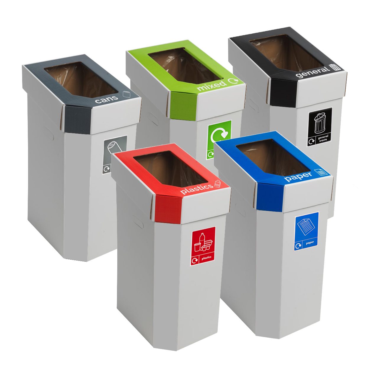 Gpc 60 Litre Cardboard Recycling Bins Set Of 5 Aldea Group