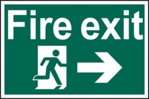 Fire Exit Running Man and Arrow Right Safety Sign