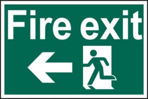 Fire Exit Running Man and Arrow Left Safety Sign