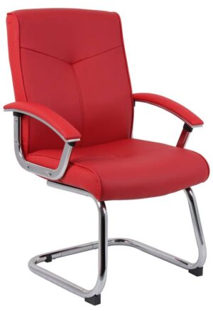 Red Leather Faced Visitor Chair