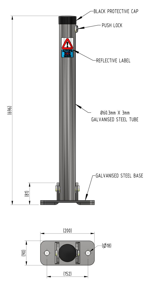 Hinged Parking Post - 750mm Above Ground