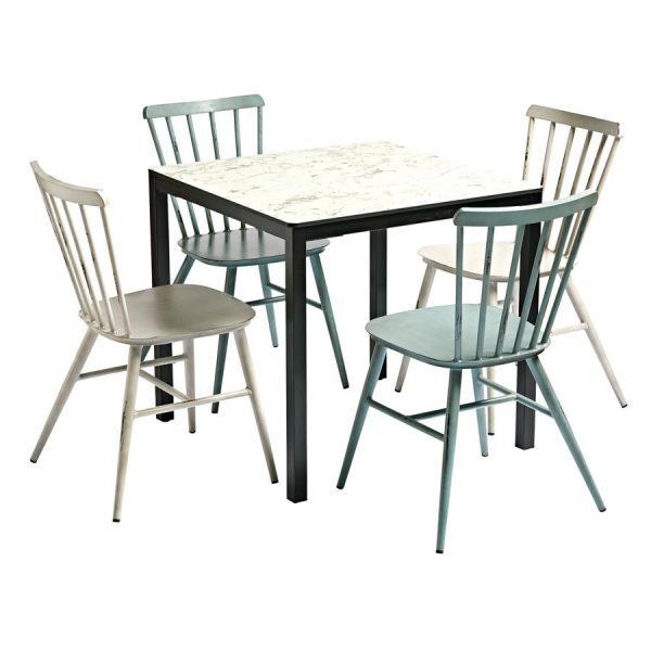 ZAP Extrema Carrara Marble and Spin Outdoor Dining Set - 4 Seater with Square Table