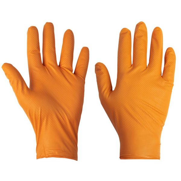 Orange Nitrile Diamond Grip Gloves