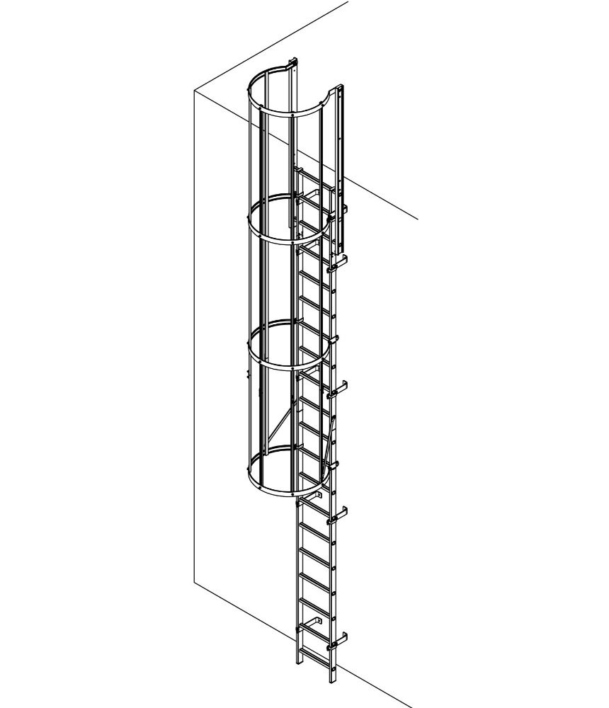 Krause Galvanised Steel Fixed Roof Access Ladder | Aldea Group