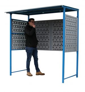 Smoking Shelter with Punched Steel Sides