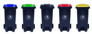Pedal Wheeled Bins with Coloured Lids
