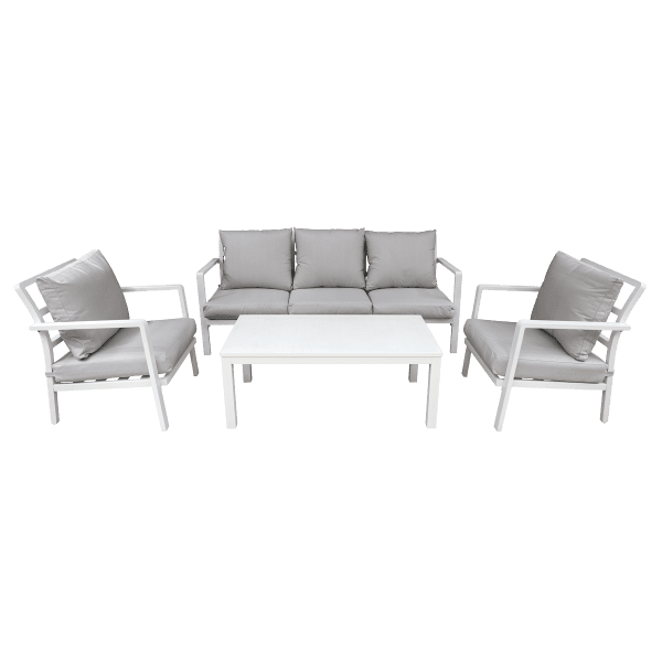 Kyoto 4 Piece Aluminium Outdoor Garden Sofa Arm Chair and Coffee Table Set