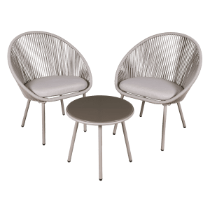 3 Piece Steel Bistro Set with Tempered Glass Top