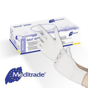 Nitrile 3000 Powder Free Glove - 1000 White Examination Gloves PN: 1280 XS-XL