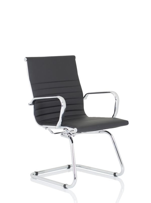 Nola Leather Cantilever Visitor Chair with Arms