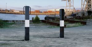 Autopa Square Removable Bollard Black and White 900mm Above Ground 50mm - 150mm Diameter
