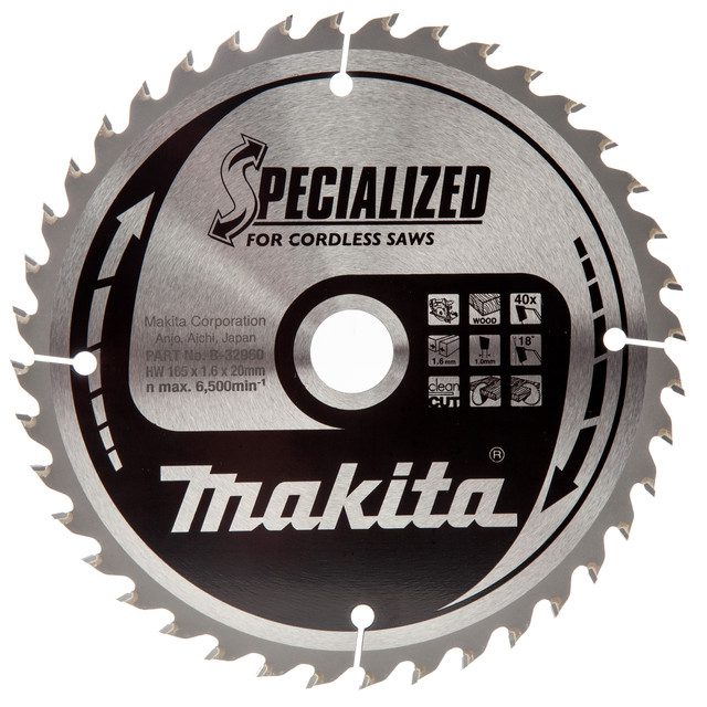 Makita B-32960 Specialized Circular Saw Blade For Cordless Saws 165mm X ...